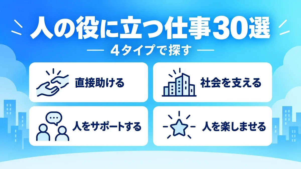 人の役に立つ仕事30選|自分に合う選び方と志望動機での伝え方